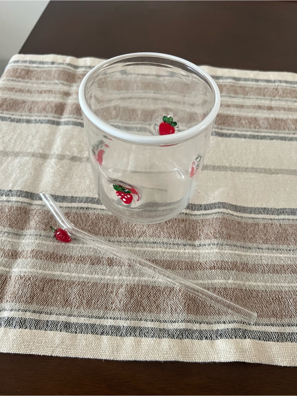 Anthropologie Strawberry Icon Cup & Straw